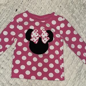 Classic Whimsy Disney Trip Minnie Mouse Polka Dot Pink White Bow 3T